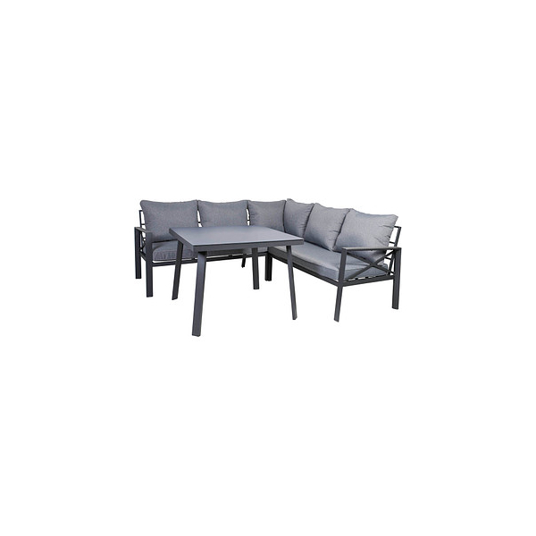 4005437285910 - Loungegarnitur 4-tlg Amsterdam aus Aluminium mit Glasplatte