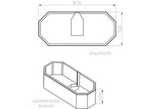 4005489032081 - Wannenträger Sicilia 1670 x 720 mm