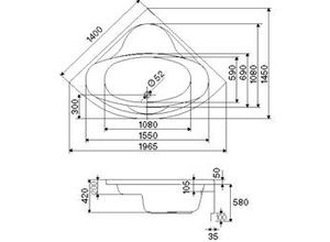 4005489032821 - Eckwanne Siam 140 x 140 cm weiß