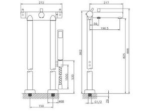 4005489034009 - Freistehende Armatur STA1000 Thermostat und Stabbrause