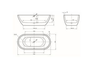 4005489036805 - Freistehende Badewanne Carney 190 x 895 x 45 cm weiß