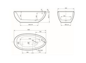 4005489036829 - Freistehende Badewanne Somerset 185 x 945 x 50 cm weiß