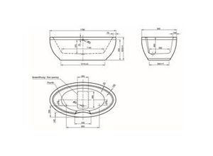 4005489039714 - Freistehende Badewanne Luna 1795 x 945 x 45 cm weiß