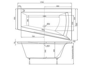 4005489040949 - Badewanne Galia I 170 x 100 x 655 cm weiß Modell A