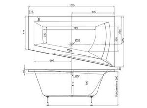 4005489043506 - Badewanne Galia I 160 x 100 x 675 cm weiß Modell A