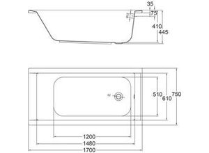 4005489046453 - Körperformwanne Braga 210 l 170 x 75 cm Badewanne Wanne - Ottofond