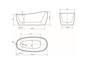 4005489126230 - Freistehende Badewanne Aviva 180 x 85 x 44 cm weiß