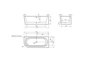 4005489126926 - Freistehende Badewanne Modena Corner Weiß links 178 x 78 x 44 cm