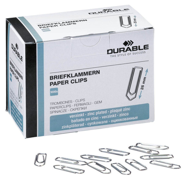 4005546102030 - Büroklammern 1207-25 26mm Metall verzinkt silber 4005546102030 1000 Stück