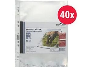 4005546203270 - DURABLE Business Prospekthüllen DIN A4 Glasklar Transparent 60 Mikron PP (Polypropylen) Oben 11 Löcher 2673 40 Stück 4005546203270 - DURABLE Business Prospekthüllen DIN A4 Glasklar Transparent 60 Mikron PP (Polypropylen) Oben 11 Löcher 2673 40 Stück