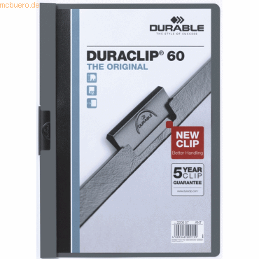 4005546209159 - DURABLE Klemmmappen DURACLIP DIN A4 Kunststoff mit Clip anthrazit 4005546209159 - DURABLE Klemmmappen DURACLIP DIN A4 Kunststoff mit Clip anthrazit