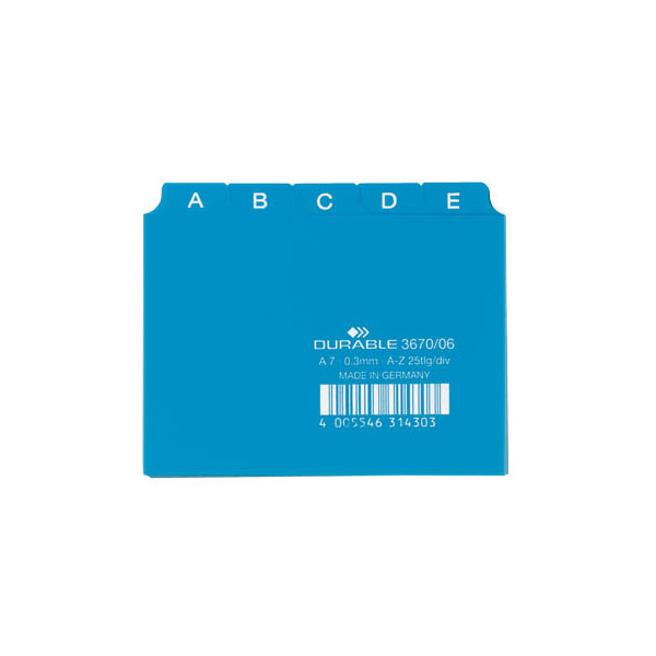 4005546314303 - DURABLE Karteikartenregister LeitregPVC blau A-Z 25tlgA7 A-Z specs_pbs_for_format_0000000033 Blau