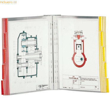 4005546541143 - DURABLE Wand-Sichttafelsystem Wandhalter 569100 DIN A4 farbsortiert mit 10 St Sichttafeln