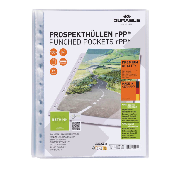 4005546742939 - 1000 DURABLE Prospekthüllen PREMIUM DIN A4 transparent glatt 008 mm 4005546742939 100 Stück