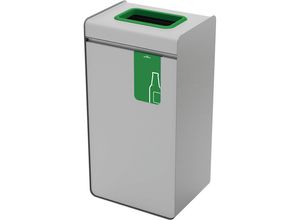 4005546743639 - Wertstoffsammler DURASORT® Volumen 55 l für Plastik farbiger Einwurf-Ring und Piktogramm Inneneimer Stahl und Kunststoff gelb-grau