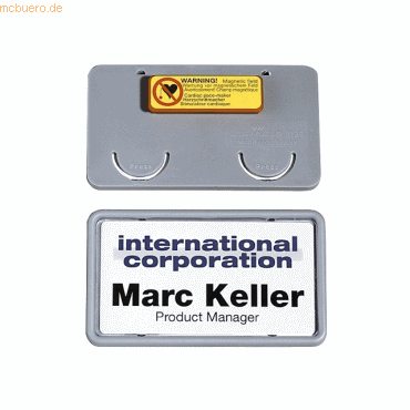 4005546889054 - DURABLE Namensschilder Namensschild 40x75 Mit Magnet 75 cm x 4 cm Polystyrol Grau