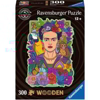 4005555015406 - Ravensburger WOODEN Puzzle 12001540 - Frida Kahlo - 300 Teile konturgeformtes Holzpuzzle mit stabilen individuellen Puzzleteilen und 25 Whimsies für Kunstfreunde und Frida Kahlo Fans ab 12 Jahren