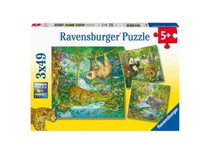 4005556051809 - Ravensburger Kinderpuzzle - 05180 Im Urwald - Puzzle für Kinder ab 5 Jahren mit 3x49 Teilen