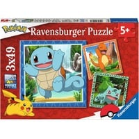 4005556055869 - Pokémon Glumanda Bisasam und Schiggy Puzzle 3 x 49 Teile