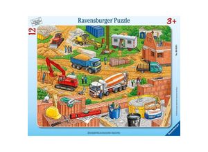 4005556060580 - Ravensburger Kinderpuzzle - 06058 Arbeit auf der Baustelle - Rahmenpuzzle für Kinder ab 3 Jahren mit 12 Teilen