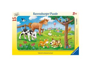 4005556060665 - Ravensburger Puzzle - Ravensburger Kinderpuzzle - 06066 Knuffige Tierfreunde - Rahmenpuzzle für Kinder ab 3 Jahren mit 15 Teilen