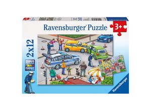 4005556075782 - Ravensburger Puzzle - Ravensburger Kinderpuzzle - 07578 Mit Blaulicht unterwegs - Puzzle für Kinder ab 3 Jahren mit 2x12 Teilen