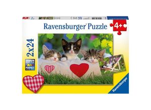 4005556078011 - Ravensburger Puzzle - Ravensburger Kinderpuzzle - 07801 Verschlafene Kätzchen - Puzzle für Kinder ab 4 Jahren mit 2x24 Teilen