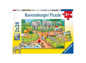 4005556078134 - Ravensburger Kinderpuzzle - 07813 Ein Tag im Zoo - Puzzle für Kinder ab 4 Jahren mit 2x24 Teilen