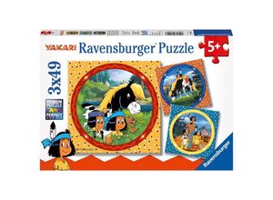 4005556080007 - Ravensburger Puzzle - Ravensburger Kinderpuzzle - 08000 Yakari der tapfere Indianer - Yakari-Puzzle für Kinder ab 5 Jahren mit 3x49 Teilen