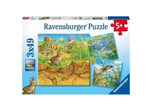 4005556080502 - Ravensburger Puzzle - Ravensburger Kinderpuzzle - 08050 Tiere in ihren Lebensräumen - Puzzle für Kinder ab 5 Jahren mit 3x49 Teilen