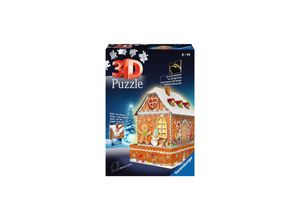 4005556112371 - Ravensburger 3D Puzzle 11237 - Lebkuchenhaus bei Nacht - 216 Teile - Weihnachtsdeko für Erwachsene und Kinder ab 8 Jahren - leuchtet im Dunkeln