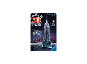 4005556125661 - Ravensburger 3D Puzzle Empire State Building bei Nacht 12566 - das berühmte Gebäude in New York - leuchtet im Dunkeln