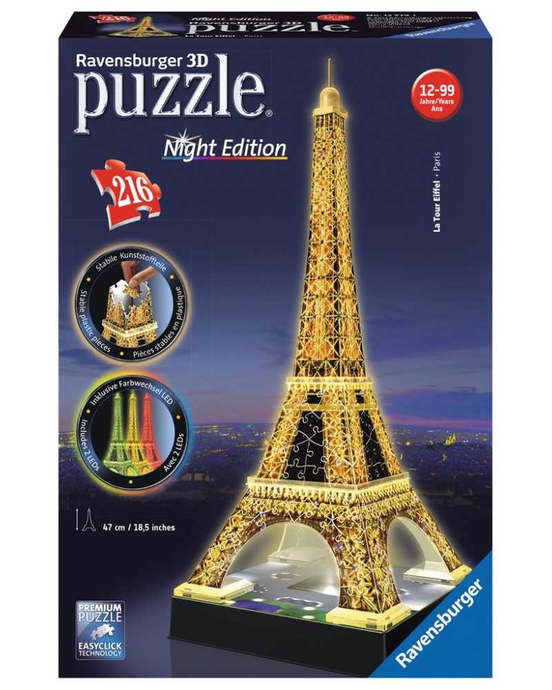 4005556125791 - RAVENSBURGER Eiffelturm in Paris bei Nacht 12579 - leuchtet im Dunkeln 12579 3D Puzzle Deutsch