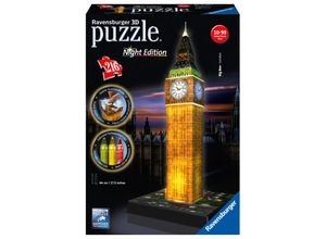 4005556125883 - Ravensburger Puzzle - Ravensburger 3D Puzzle Big Ben bei Nacht 12588 - Das berühmte Bauwerk als Night Edition mit LED