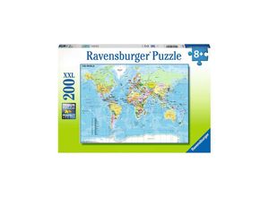 4005556128907 - Ravensburger Puzzle - Ravensburger Kinderpuzzle - 12890 Die Welt - Puzzle-Weltkarte für Kinder ab 8 Jahren mit 200 Teilen im XXL-Format