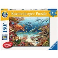 4005556134113 - Ravensburger Kinderpuzzle 13411 - Meerestiere am Korallenriff - Wieso? Weshalb? Warum? Puzzle 150 Teile XXL + Wissensposter für Kinder ab 7 Jahren