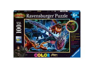 4005556137107 - Ravensburger Kinderpuzzle - 13710 Leuchtende Dragons - Dragons-Leuchtpuzzle für Kinder ab 6 Jahren mit 100 Teilen im XXL-Format Leuchtet im Dunkeln