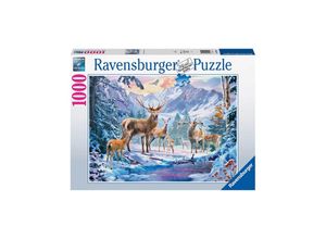 4005556199495 - Ravensburger Puzzle 19949 - Rehe und Hirsche im Winter - 1000 Teile Puzzle für Erwachsene ab 14 Jahren