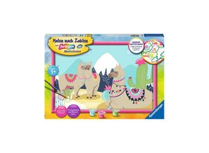 4005556200658 - Malen nach Zahlen RAVENSBURGER Glückliche Lamas Malvorlagen bunt Kinder Basteln Malen Kosmetik Schmuck Made in Europe FSC - schützt Wald weltweit