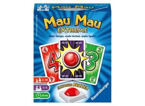 4005556267019 - Ravensburger 26701 - Mau Mau Extreme Kartenspiel mit Buzzer Klassiker für 2-6 Spieler Ablegespiel für Kinder und Erwachsene ab 6 Jahren