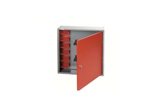 4005568703628 - Kupper - Wandschrank mit 1 Tür 2 Einlegeböden und 6 Aufbewahrungsboxen Länge 60 cm - Rot