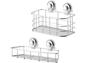 4005643206723 - Duschablage HOOKIE System Regale Gr T 15 cm offene Fächer silberfarben Duschregale Intelligenter Saughaken roter Ring zeigt Saugkraftverlust