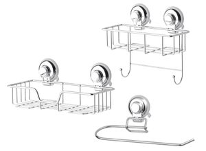 4005643206761 - Küchenorganizer-Set HOOKIE System 3-teilig Küchenhelfer-Sets silberfarben Küchenorganizer Küchen-Ordnungshelfer Küchenhelfer-Sets Befestigung mit intelligenten Saughaken