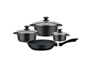 4005643414616 - Topf-Set Gourmet Granit Aluminiumguss (Set 7-tlg je 1 Kochtopf Ø 16 20 24 cm 1x Bratpfanne Ø 24 cm) Induktion schwarz