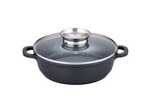 4005643415415 - Servierpfanne Gourmet Granit Pfannen Gr Ø 24 cm + Höhe 70 cm schwarz Servierpfannen VITAFLON GRANIT Antihaft-Versiegelung Glasdeckel Induktion