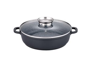 4005643415422 - Servierpfanne Gourmet Granit Pfannen Gr Ø 28 cm + Höhe 75 cm schwarz Servierpfannen VITAFLON GRANIT Antihaft-Versiegelung Glasdeckel Induktion