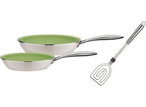 4005643800174 - Pfannen-Set CERAMICA color Aluminium (Set 3-tlg 1x Bratpfanne Ø 24 cm 1x Bratpfanne Ø 28 cm) Induktion grün|weiß