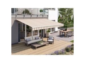 4005840481527 - Gelenkarmmarkise Classic braun-beige gestreift inkl Handkurbel 4005840481527 - Gelenkarmmarkise Classic braun-beige gestreift inkl Handkurbel