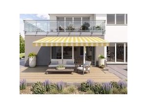 4005840481596 - Gelenkarmmarkise Classic grau-gelb gestreift inkl Handkurbel