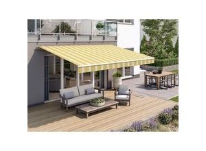 4005840482197 - Gelenkarmmarkise Classic grau-gelb gestreift inkl Handkurbel